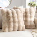 MIULEE Pack of 2 Decorative Pillow Covers Thick Soft Plush Faux Fur Throw Pillows Luxury Home Decor for Couch Bedroom Living Room Sofa,20x20 Inch Khaki