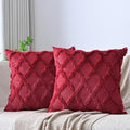Set of 2 Soft Moroccan Throw Pillow Covers 20x20 Inch Plush Boho Decorative Pillow Cover Accent Cushion Case for Couch Sofa Bed, Burgundy