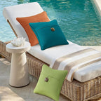 Outdoor Sunbrella Decorative Pillows with Coconut Button Pack of 4, 18" x 18" Outdoor Pillow Set for Couch Bed Throw Patio Sofa, Canvas Ginkgo