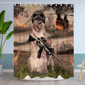Funny Squirrel Warrior Theme Bathroom Bathtubs Fabric Shower Curtains Helicopter Animal Shower Curtain Set with 12 Hooks 72 x 72 inches Polyester Machine Washable, Black and Green