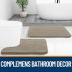 OLANLY Bathroom Rugs 30x20, Extra Soft Absorbent Chenille Bath Rugs, Rubber Backing Quick Dry, Machine Washable Bath Mats for Bathroom Floor, Tub and Shower, Home Decor Accessories, Warm Taupe