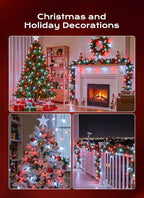 C9 Christmas Lights Outdoor, 66 FT 100 LED Connectable C9 String Lights with 8 Modes and Timer Xmas Tree Patio Roofline Garden Yard Holiday Party Indoor Outdoor Decoration, Red and White