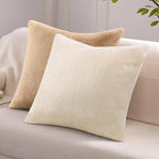 Pallene Faux Fur Plush Throw Pillow Covers 22x22 Set of 2, Soft Fluffy Couch Pillow Covers for Living Room, Khaki
