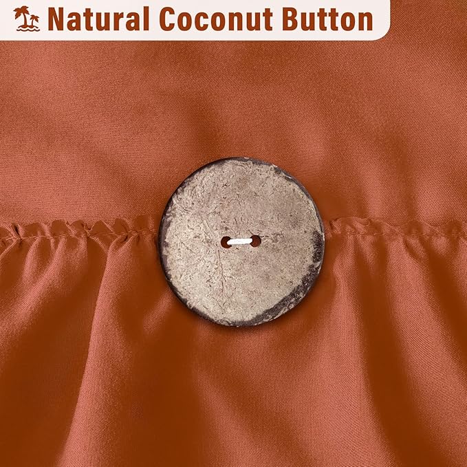 Seasonwood Orange Shower Curtain Burnt Orange Shower Curtain with Nature Buttons Ruffle Shower Curtains Farmhouse Shower Curtains for Bathroom 72" W x 72" L,Dark Orange