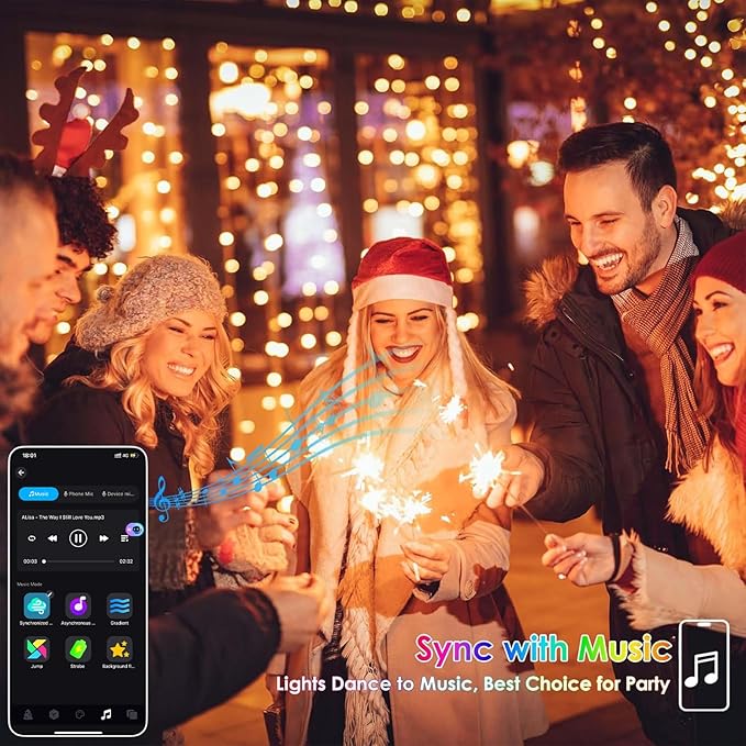 YIQU Smart Color Changing Halloween Lights, 66 FT 200 LED RGB Christmas String Lights with Remote App Control & Timer, Music Sync Multiple Modes Twinkle Light Waterproof Indoor Outdoor Decor