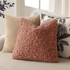 Foindtower 2 Pieces 18x18 Inch Dusty Pink, Faux Fur Throw Pillow Cover Accent Sherpa Furry Pillow Covers Fuzzy Soft Pillowcases Cozy Sheepskin Decorative Fleece Cushion Case for Bed Couch Living Room