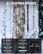 6 Pack Solar Christmas Lights Outdoor Waterproof, 600 LED 198 FT Solar Powered String Lights Outdoor with Green Wire 8 Lighting Modes, Christmas Tree Light for Xmas Fence Party Yard Decor, Cool White