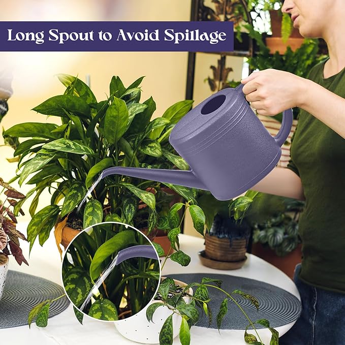 Plant Watering Can for Home Garden - with Long Spout - 1/4 Gallon - Purple