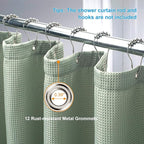 AmazerBath Waffle Shower Curtain, Sage Green Fabric, Long With Waffle Weave Heavy Duty Hotel Quality for Bathroom, 72 x 78 Inches