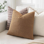 MIULEE 18x18 Inch Decorative Pillow Covers for Couch Bed Set of 2 Textured Boucle Neutral Winter Throw Pillows Brown Accent Solid Cushion Vintage Pillowcases Sofa Livingroom Home Decor