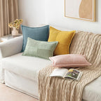 MIULEE Decorative Lumbar Throw Pillow Covers for Couch Bed Livingroom 12x20 Inch Set of 2 Gold Boho Accent Throw Pllows Broadside Striped Patchwork Soft Corduroy Summer Pillowcases