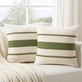 Fancy Homi Set of 2 Boho Moss Green Decorative Throw Pillow Cover 18x18 Inch for Couch Bed Sofa, Aesthetic Modern Organic Farmhouse Home Decor, Soft Cotton Cute Accent Macrame Woven Cushion Case