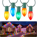 Brightown C9 LED Christmas Lights Outdoor, 25 FT 25 Multi-Colored Connectable C9 String Lights for Christmas Tree Patio Roofline Garden Backyard Holiday Party Indoor Outdoor Decoration, Green Wire