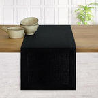 D'Moksha Homes Linen Black Table Runner 120 Inches Long - 100% Pure Linen Dining Table Runner 14 x 120 Inch for Fall, Autumn and Halloween - Machine Washable
