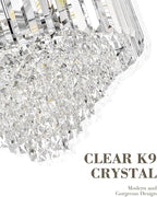20'' Modern Chandelier,7-Tier Crystal Chandeliers, Pendant Lights Kitchen Island for Dining Room Living Room Bedroom Entryway, CC4215-7W-PC