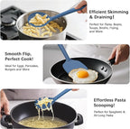 Coukre Silicone Kitchen Cooking Utensils Set with Holder – Heat-Resistant, Food-Grade Kitchen Tools, Spatula, Spoon & Gadgets for Non-Stick Pans, Dishwasher Safe (14, PureDarkBlue)