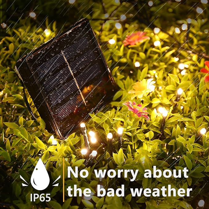 Flacchi Christmas Lights Solar 2 Pack Total 144ft 400 LED 8 Modes Outdoor String Lights Waterproof Solar Fairy Lights for Garden, Patio, Fence, Balcony,Backyard, Outdoors (Warm White)