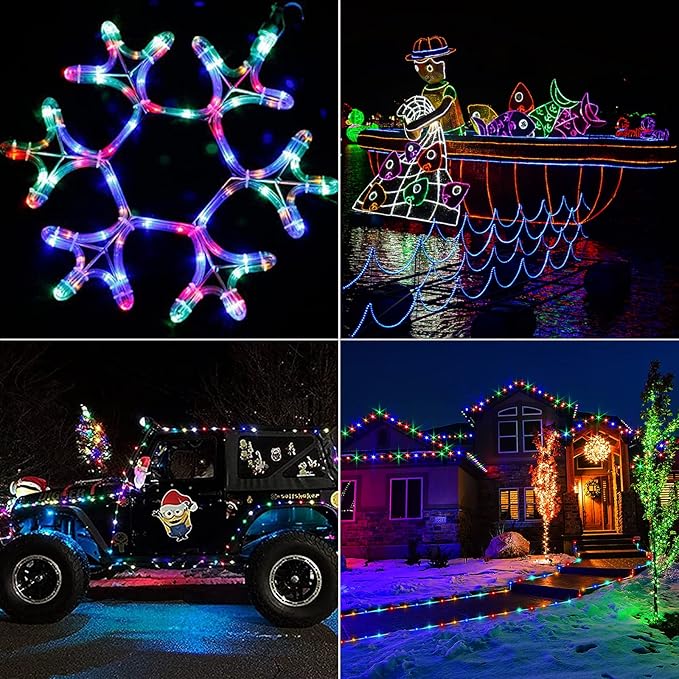 Solar Rope String Lights Outdoor 72Ft 200 Led Waterproof Solar Powered Fairy Lights with 8 Lighting Modes, Copper Wire PVC Tube Lights for Garden Wedding Christmas Party DIY Decor(Multicolor)