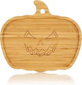 WILLKOMMEN Halloween Serving Platter, Pumpkin Shaped Charcuterie Board, Bamboo Serving Tray 10" x 9" for Party Child Spooky Appetizer Board Serving Dish Plate for Cheese,Snacks,Candy,Cookies