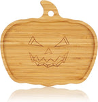 WILLKOMMEN Halloween Serving Platter, Pumpkin Shaped Charcuterie Board, Bamboo Serving Tray 10" x 9" for Party Child Spooky Appetizer Board Serving Dish Plate for Cheese,Snacks,Candy,Cookies