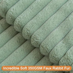 Double-Sided Faux Fur Plush Throw Pillow Covers 18x18 Set of 2 Fuzzy Striped Soft Cozy Pillowcase Luxury Decorative Pillows Christmas Square Cushion Covers for Couch Sofa Bed,Sage Green