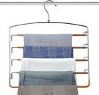 FeeraHozer Pants Hangers Non Slip 3 Pack Space Saving Hangers Multi-Layer Swing Arm Stainless Steel Space Saver Rack for Jeans Scarf Trouser Clothes (Gold)