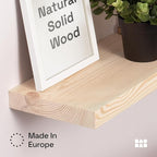 BAOBAB WORKSHOP Solid Wood Floating Shelves for Wall 20 Inch Wide, Wooden Shelf for Bathroom, Light Oak Floating Shelves for Room Wall Mounted Kitchen Farmhouse, Natural Wood, 20W × 6.7D, Set of 2