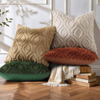 decorUhome Throw Pillow Covers 24x24 Inch Set of 2, Soft Plush Decorative Faux Fur Light Brown Solid Couch Pillow Covers, Accent Farmhouse Neutral Square Euro Pillow Cases for Sofa Bed Living Room