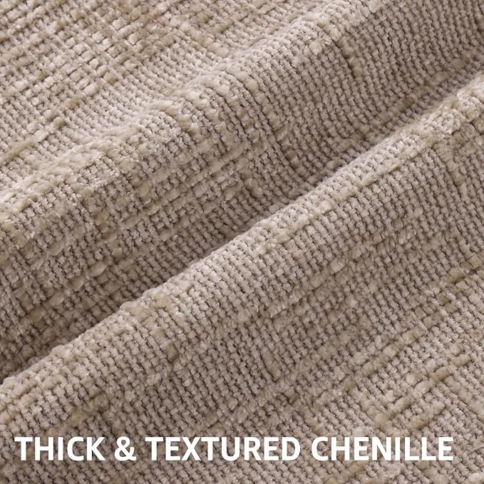 decorUhome Fall Oatmeal Chenille Throw Pillow Covers 20x20 Set of 2 Thick Textured Slubby Couch Pillow Covers Farmhouse Accent Modern Neutral Decorative Pillow Cases for Bed Sofa Living Room
