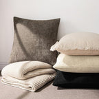 MIULEE Pack of 2 Decorative Throw Pillow Covers Soft Chenille Throw Pillows Solid Textured Cushion Covers Christmas Home Decor for Couch Sofa Bedroom Living Room 18x18 Inch, Light Beige