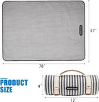 G GOOD GAIN Waterproof Picnic Blanket Portable with Carry Strap for Beach Mat or Family Outdoor Camping Party (Navy Blue)