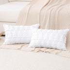 OTOSTAR Set of 2 Xmas Soft Plush Short Wool Velvet Decorative Throw Pillow Covers Rectangular Luxury Style Cushion Case Pillow Shell for Sofa Bedroom Christmas Tree White, 12x20 Inch