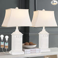 Table Lamps for Living Room Set of 2, Coastal White Bedside Lamps for Bedroom with USB A+C Outlet Modern Resin 3-Color Temperature Nightstand Lamp for End Table (Bulbs Included)