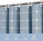 MitoVilla Blue Boho Extra Long Shower Curtain 72 x 84, Modern Farmhouse 84 inch XL Polyester Linen Texture Tassel Fabric Shower Curtain Set with Hooks for Cottagecore Country Bathroom Decor