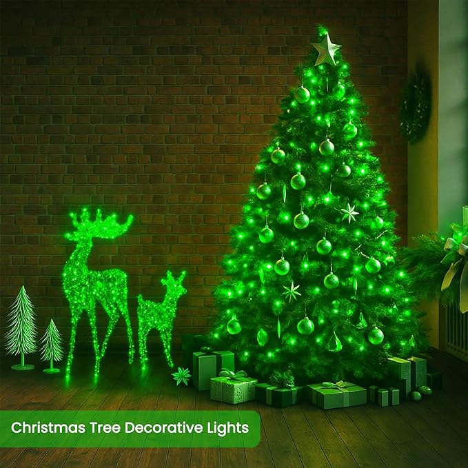 SANJICHA 2-Pack 66FT 200LED Green Halloween Lights for Indoor/Outdoor, Super Bright Plug in Fairy Lights, Waterproof String Lights for Festive Decorations St Patrick's Day Garden Tree