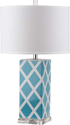 Safavieh Lighting Collection Garden Lattice Light Blue Table Lamp, Set of 2