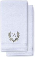 Decorative and Monogrammed Hand Towels for Bathroom Kitchen Makeup | Personalized Gift for Wedding-Bridal | Roman Font Custom Luxury Turkish Towel | Spa Collection, Oversized, 16 X 30 Inch, Set of 2