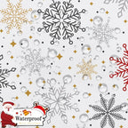 Winter Snowflakes Shower Curtain for Christmas Bathroom Decorations, Cute Xmas Snowflake Red Grey White Golden Shower Curtain Set, Fabric Silver Glitter Sparkle Merry Xmas Holiday Shower Curtain 72X72