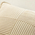MIULEE Decorative Throw Pillow Covers for Couch Bed Livingroom 20x20 Inch Set of 2 Cream Boho Accent Throw Pllows Broadside Striped Patchwork Soft Corduroy Pillowcases