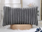 PANOD Faux Fur Decorative Long Lumbar Throw Pillow Covers 14 x 20,Boho Long Lumbar Pillow Covers Pillow Case Cushion Cover for Bed Sofa Farmhouse Livingroom,Grey