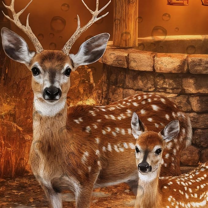 Rustic Fall Shower Curtain Deer Bathroom Curtain, Country Autumn Farmhouse Pumpkin Thanksgiving Harvest Shower Curtains Halloween Holiday Bathroom Decorative With Hooks, Fall Bath Accessories 72"X72"