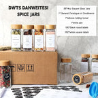 DWTS DANWEITESI 36 Pcs Glass Spice Jars - 4oz With Bamboo Lids, Empty Bottles With Labels, Kitchen Spice Jars With Shaker Lids