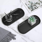 Luxspire Bathroom Vanity Tray, Oval Soap Dispenser Tray, 10" Kitchen Counter Trays, Handmade Resin Bathroom Tray for Counter, Toilet Tank Tray, Trinket Tray for Perfume Jewelry, Small, Matte Black