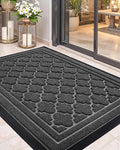 Color&Geometry Large Front Door Mat Outside Entrance, Heavy Duty Non Slip Low Profile Doormat for Entryway, Trap Dirt and Moisture Welcome Mats All-Weather, Easy Clean, Patio, Garage, 48"x72" Grey