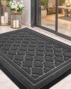 Color&Geometry Large Front Door Mat Outside Entrance, Heavy Duty Non Slip Low Profile Doormat for Entryway, Trap Dirt and Moisture Welcome Mats All-Weather, Easy Clean, Patio, Garage, 48"x72" Grey