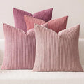 MIULEE Pack of 4 Purple Pink Corduroy Decorative Throw Pillow Covers 20x20 Inch Soft Boho Striped Pillow Covers Modern Farmhouse Home Decor for Winter Sofa Living Room Couch Bed