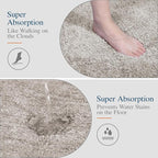 Walensee Non Slip Bath Mat - Soft Microfiber Shaggy Bath Mat (16 x 24, Light Tan) Water Absorbent Thick Plush Machine Washable Rug for Shower