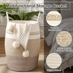 OIAHOMY Laundry Hamper Woven Rope Large Clothes Hamper 25.6" Height Tall Laundry Basket with Extended Handles for Storage Clothes Toys in Bedroom, Bathroom, Foldable (Gradient Yellow)