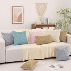 Pallene Light Khaki Throw Pillow Covers 12x20 Set of 2, Soft Plush Faux Fur Decorative Lumbar Couch Pillow Covers for Sofa Bed Living Room Pillow Cases with 3D Diamond Pattern