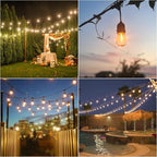 ZJOJO Solar String Lights Outdoor Waterproof 100FT,Solars Light Outdoor with 30+2 Shatterproof Bulbs IP65, Patio Lights SolarPowered &USB Port, LED String SolarLights for Outside Decor